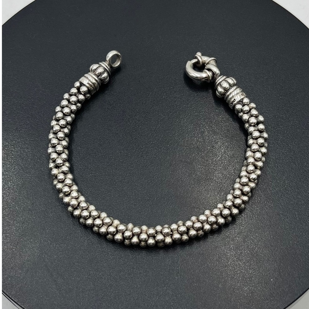 LAGOS Caviar Designer Sterling Silver Signature Multi Beaded Rope Bracelet 7.25